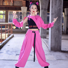 HH9495  Crop Tops- Pants-Sets- Pink -K-pop Hip-Hop Performance Outfits