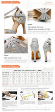 #B0099 Silver Glitter Rhinestone Latin Dance Shoes Women Salsa Ballroom Shoes