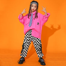 HH5810 Hip Hop - Loose Long Sleeve Pink Shirt -Casual Plaid Pants -Hat Not included