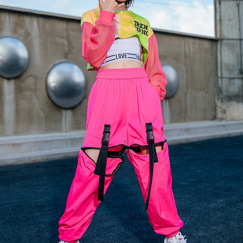 HH6318 Hip Hop Multi-Color Crop Tops Pink Hip-Hop Pants -Street Dance –  OBSESSIONS DANCEWEAR & ACCESSORIES