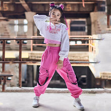 #HH220 Modern Hip Hop - Girls White Long Sleeves Top-  Loose Pink Pants- Hip Hop- Street Dance