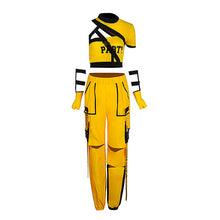 HH8188 Hip Hop Dancewear- Stage Costume -Streetwear-Yellow Cargo Pants and  Crop Top-
Hat with wig Not included.