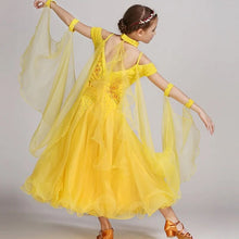 #B101 Floating Sleeves Childs Modern Dance Costumes-Ballroom Dress- Girls Ballroom Competition Dress