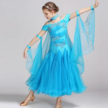 #B101 Floating Sleeves Childs Modern Dance Costumes-Ballroom Dress- Girls Ballroom Competition Dress