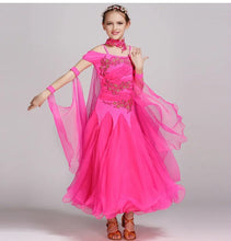 #B101 Floating Sleeves Childs Modern Dance Costumes-Ballroom Dress- Girls Ballroom Competition Dress