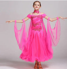 #B101 Floating Sleeves Childs Modern Dance Costumes-Ballroom Dress- Girls Ballroom Competition Dress