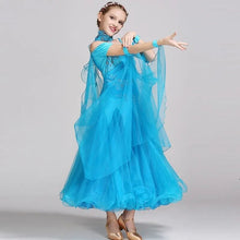 #B101 Floating Sleeves Childs Modern Dance Costumes-Ballroom Dress- Girls Ballroom Competition Dress