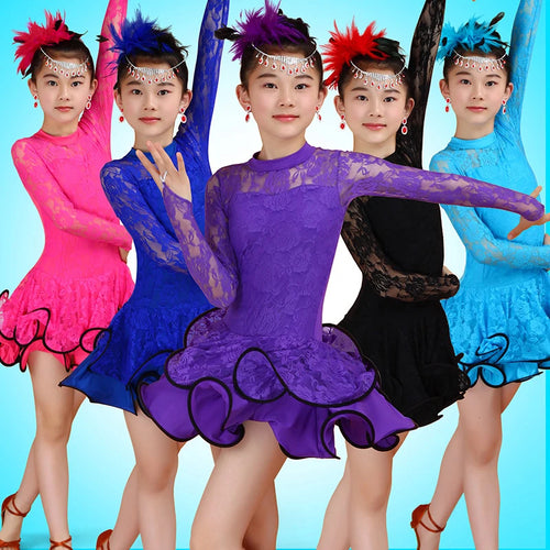 #1094 Ballroom Dancing Dresses For Kids Salsa Tango Ruffle Skirt Child Latin Dance Costume Latin Dance Dress For Girls