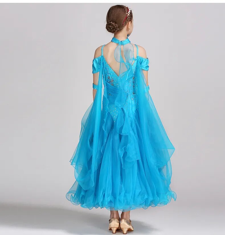 B101 Floating Sleeves Childs Modern Dance Costumes-Ballroom Dress