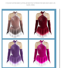 #SK0331-C GIRLS Figure Skating Dress - Long Sleeve Competition- Ice Skating Dress - Performance Dancewear With Rhinestone