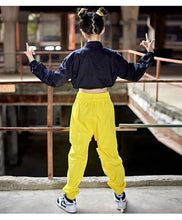 HH889 Girls Hip Hop Costume -Kpop Street Dance Outfit -Crop Tops -Yellow Pants Hiphop Performance Wear