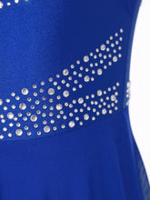 #D4733  CHILDS Modern Lyrical Dance Dress- Latin-  Ballet- Skating- Sleeveless Rhinestone Ruched Leotard Costume