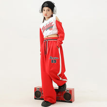 HH462 Kids Hip Hop- Streetwear Outfits -Red/Wht Crop Top- Red Baggy Pants- SOLD SEPERATELY!