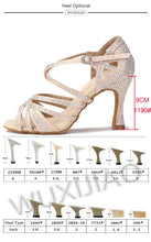 B0099A Womens Latin Dance Shoes Satin with Rhinestones Soft Sole- Latin -Tango Salsa Dance Shoes