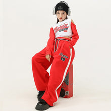 HH462 Kids Hip Hop- Streetwear Outfits -Red/Wht Crop Top- Red Baggy Pants- SOLD SEPERATELY!