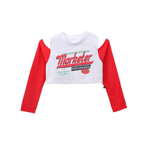 HH462 Kids Hip Hop- Streetwear Outfits -Red/Wht Crop Top- Red Baggy Pants- SOLD SEPERATELY!