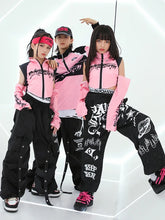 #HH08 Girls Pink Hip Hop Tops- Black Pants -Boys Dance Performance Set- Kpop Outfits - Hip Hop Dance