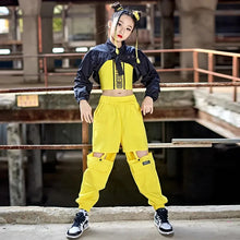 HH889 Girls Hip Hop Costume -Kpop Street Dance Outfit -Crop Tops -Yellow Pants Hiphop Performance Wear