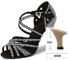 B0099A Womens Latin Dance Shoes Satin with Rhinestones Soft Sole- Latin -Tango Salsa Dance Shoes