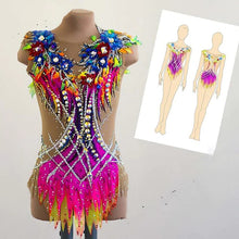 #R331 Stunnig Sleeveless Rhythmic Gymnastics - Rhinestone Competition Costume