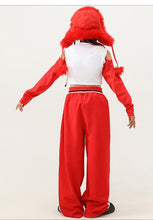 HH462 Kids Hip Hop- Streetwear Outfits -Red/Wht Crop Top- Red Baggy Pants- SOLD SEPERATELY!