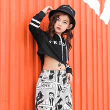 #H332 Hip Hop Crop Hoodie -Comic Pants For Girls and Boys