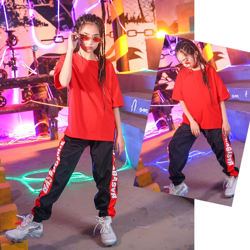 HH99972 Short Sleeve Shirts Hip Hop -Jazz Dance Costume for Girls