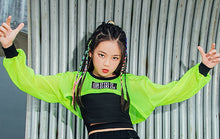 HH7108  Hip Hop Dance Costume -Neon Green Crop Tops Black Vest Cargo Pants- Street Dance -Performance Wear