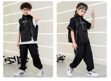 #H0043 Black  Hip Hop T Shirt -Vest Tactical Cargo Pants