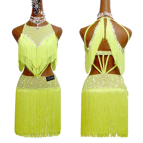 2 Piece Latin Dance Outfits for Girls,Camisole Tassels Fringe
