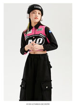 #H470 Girls Hip Hop Cool Short Baseball Style Jacket -Street Dance Baggy Cargo Pants