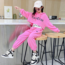 #H3381 Girls Hip Hop Fashion Tracksuit - 3pcs Vest+Hoodie+Pants- 5-14 Years