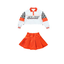 #HH460 Hip Hop Contrast Polo Shirt- Plaid Pants-  Crop Top -Skirt Sets