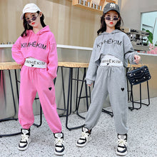 #H3381 Girls Hip Hop Fashion Tracksuit - 3pcs Vest+Hoodie+Pants- 5-14 Years