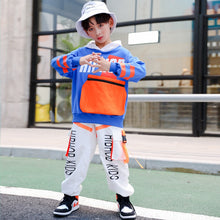 #H469 Boys Hip Hop Contrast Hoodies - Cargo Pants -Patchwork Sweatshirt -Dance- Streetwear