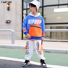 #H469 Boys Hip Hop Contrast Hoodies - Cargo Pants -Patchwork Sweatshirt -Dance- Streetwear