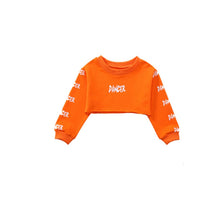 #HH455 Hip Hop Girls Crop Top -Cargo Pants-Orange Crop Sweatshirt