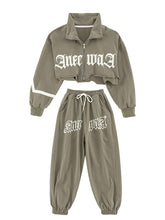 #HH4511 Girls Hip Hop Clothes -Grey Long Sleeves- Short Jacket- Pants-Urban Streetwear- Performance