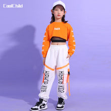 #H468 Hip Hop Girls Crop Top Contrast Cargo Pants -Boys Sweatshirt Joggers - Streetwear