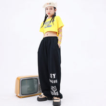 #H472 Girls Hip Hop Bandage T-shirt - Street Dance Crop Top- Baggy Pants