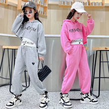 #H3381 Girls Hip Hop Fashion Tracksuit - 3pcs Vest+Hoodie+Pants- 5-14 Years