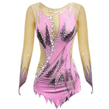 SK557 Adult-Childs Artistic- Rhythmic Gymnastics Leotards - Jeweled- Long Sleeve Figure Skating Dress