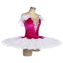 #TT555 Rose Red Velvet Bodice -Pre-Professional Performance Tutu- White Tulle