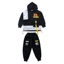 #H471 Unisex Hip Hop Patchwork Hoodies Cargo Pants-Streetwear