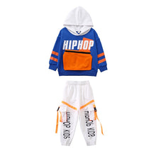 #H469 Boys Hip Hop Contrast Hoodies - Cargo Pants -Patchwork Sweatshirt -Dance- Streetwear