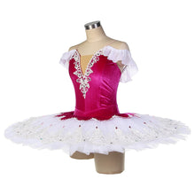 #TT555 Rose Red Velvet Bodice -Pre-Professional Performance Tutu- White Tulle