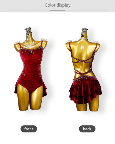 #L777 Red Velvet -Lady Ga Ga-Latin -Dance-Ballroom -Cha-Cha - Custom Size Available