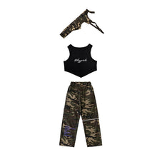 #HH4501 Modern Girls Hip Hop Performance Costume- Camouflage Pants- Crop Kpop Outfit-  Street Wear