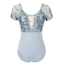 #B2004 Women Ballet Leotard Short Sleeve Mesh Leotards For Ballet -Dance -Gymnastics-Bodysuit with Floral Print