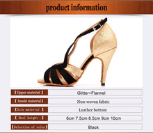 #B9988 Black/Golden Women's Glitter Ballroom Party Dance Shoes